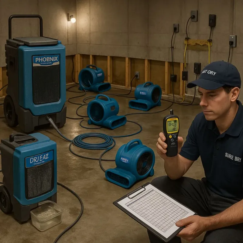 Structural Drying and Dehumidification process in Winterville, GA